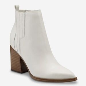 Marc Fisher Alva Pointy Toe Leather Bootie in White